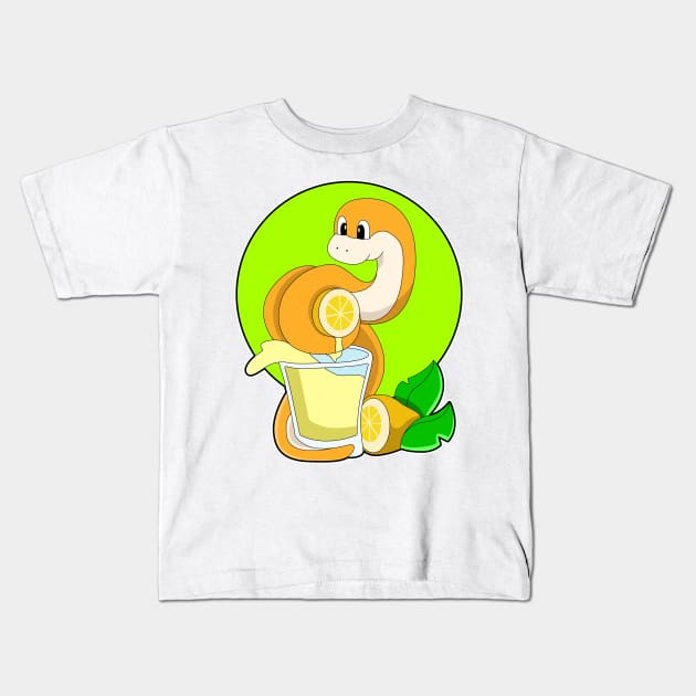 Snake with Glass of Lemon juice Kids T-Shirt by Markus Schnabel